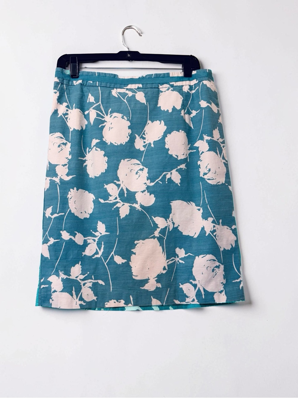 Turquoise & White Floral Print A-Line Skirt Women’s Size 12L